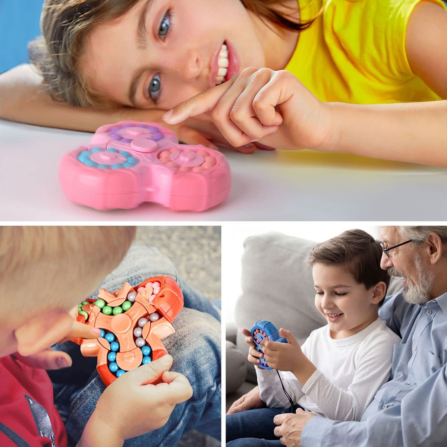 Rotating Magic Bean Cube&Fidget Spinner Toys 2-in-1