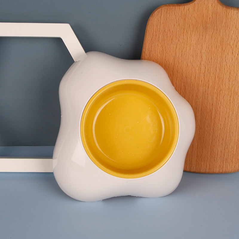 Egg Yolk Shaped Food And Water Elevated Bowl Feeder