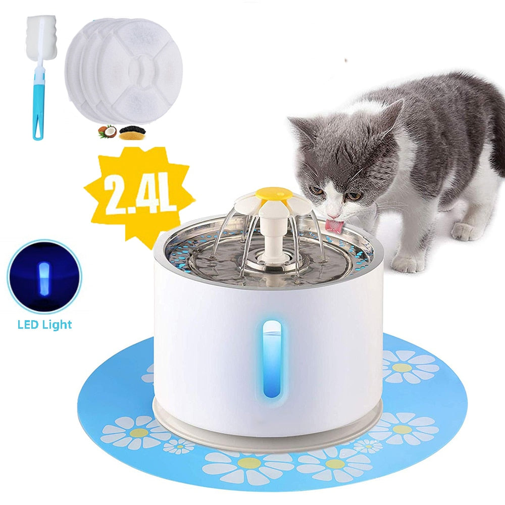 2.4L Drinking Pet Cat LED Fountain